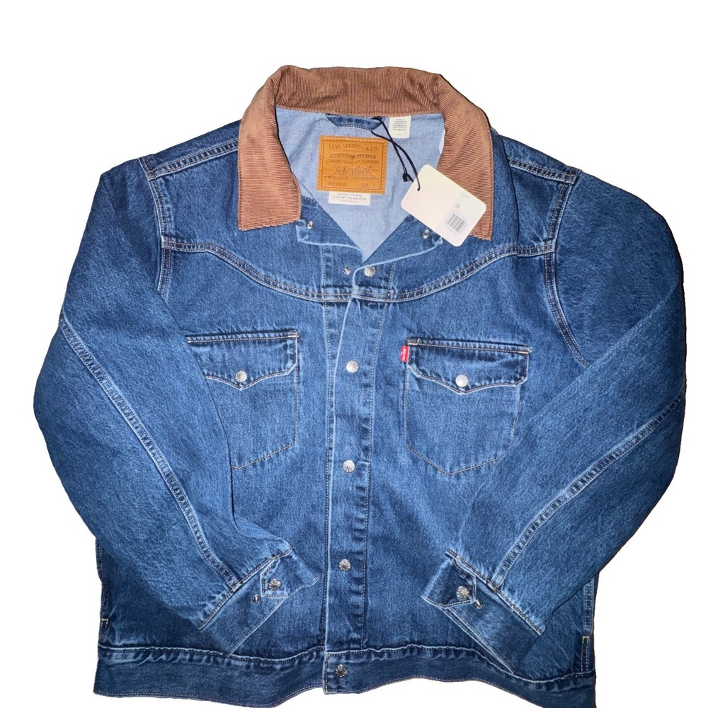 Levis Premium Shorthorn Corduroy Denim Trucker Jacket Snap Mens Large NWT
